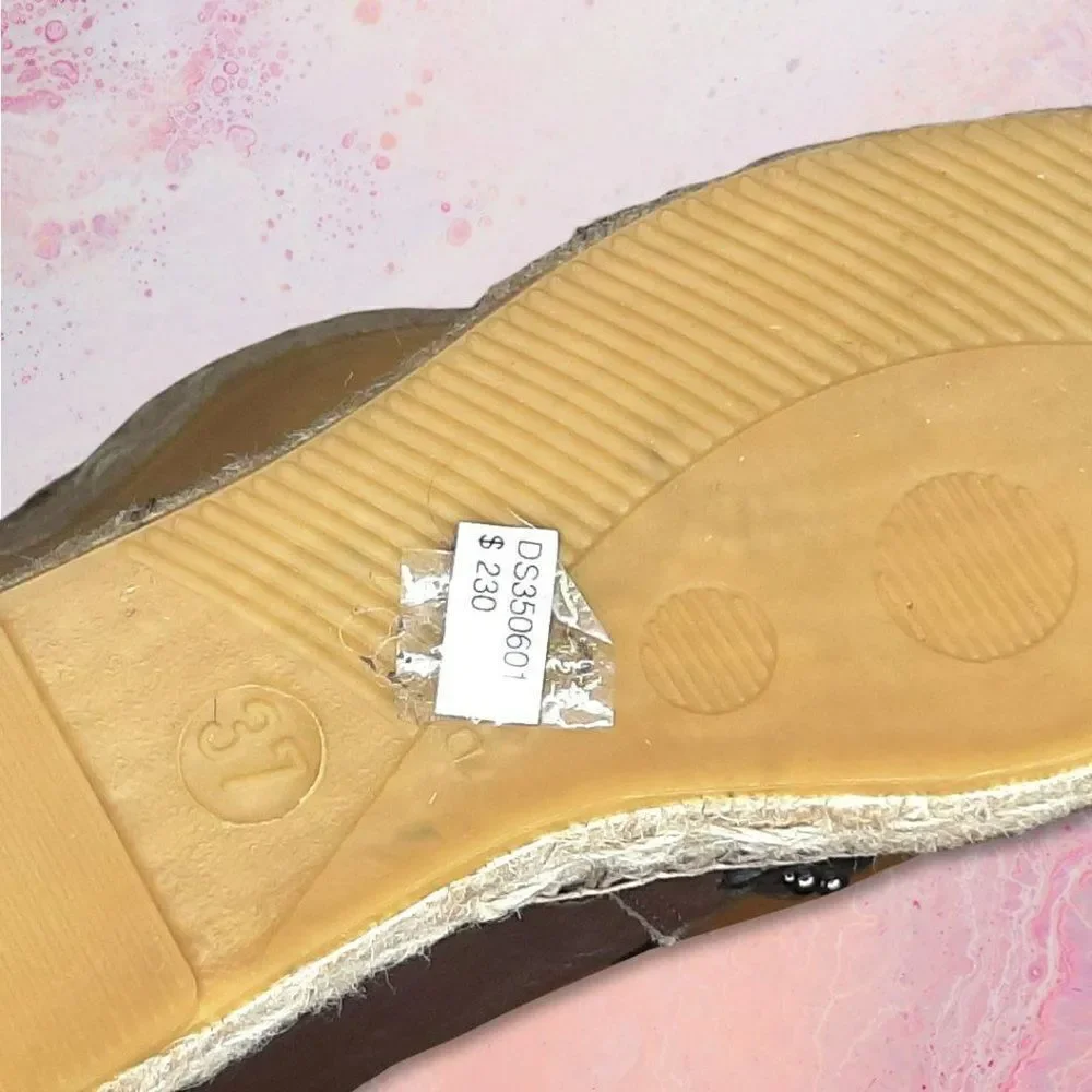 Dorothee Schumacher Summer Essence Studded Leather Fold Down Espadrille sz 37